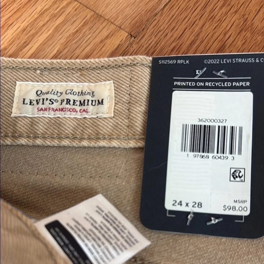 Levi’s 501 High Rise Straight Leg Tan Jeans 24x28 - Picture 2 of 5
